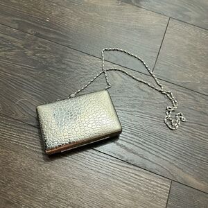BCBG Maxazria Silver Textured Metal Chain Purse Bag Handbag